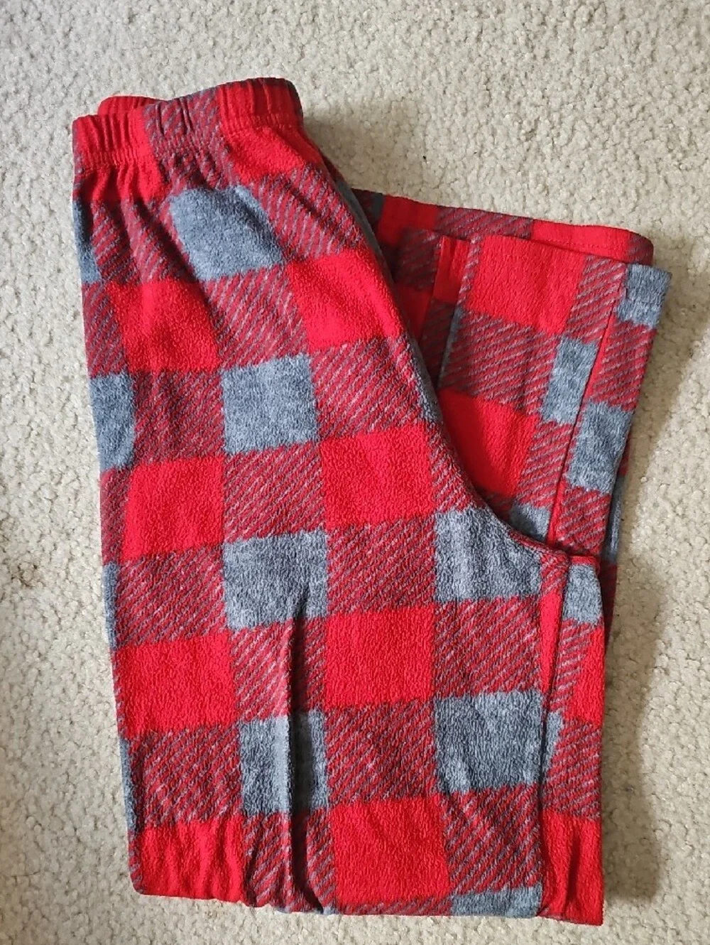 Kids Red and Gray Buffalo Plaid Pajama Bottoms